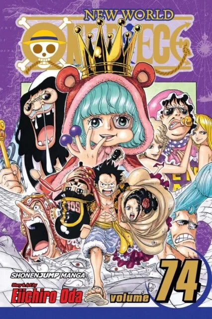 Cover van One Piece Vol. 74 (Engelse editie) met Monkey D. Luffy en crew – epische avonturenserie van Eiichiro Oda