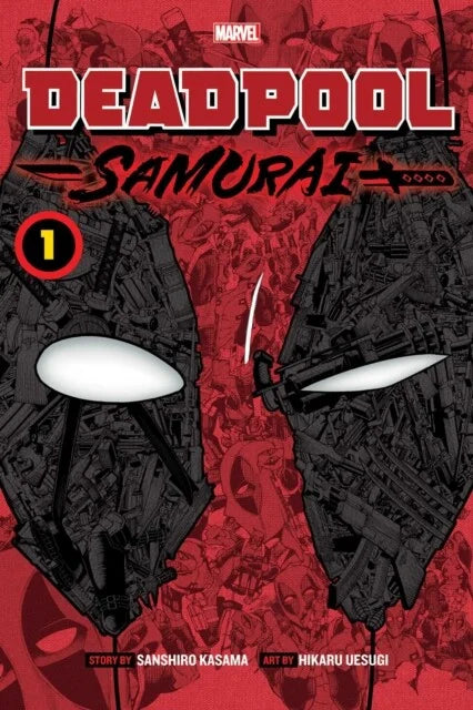 Engelstalige cover van Deadpool: Samurai Vol. 1, met Deadpool in een unieke samurai-uitrusting, omringd door Japanse elementen, getekend in een dynamische en kleurrijke comic-stijl.