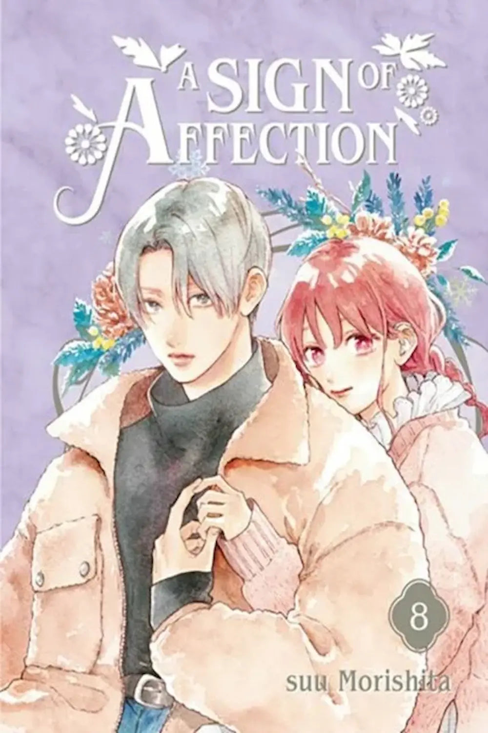 Engelstalige cover van A Sign of Affection Vol. 8, met zachte, expressieve illustratie van de hoofdpersonages in een ontroerende en romantische scène, getekend in manga-stijl.