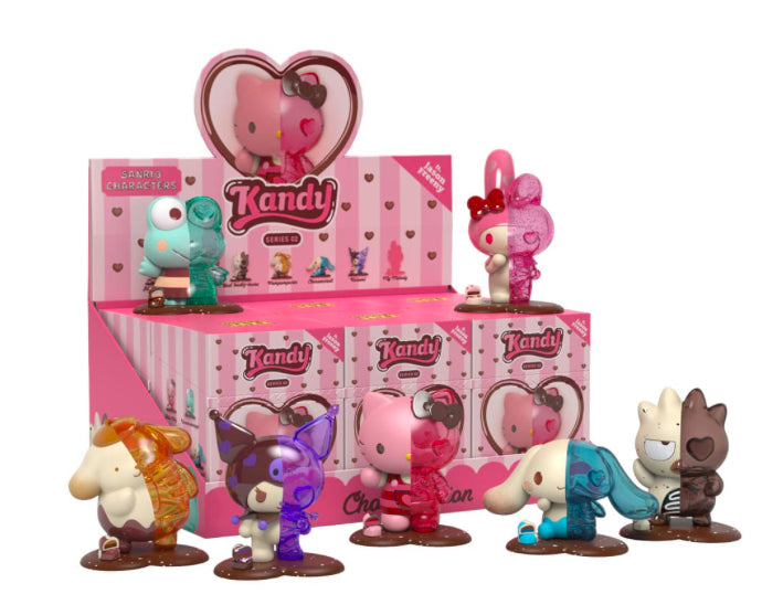 Cover van Kandy × Sanrio Blind Box Series 2 Choco Edition met ontwerp van Jason Freeny; Sanrio karakters in chocolade thema, dissectible vinyl figuur, blind box verpakking