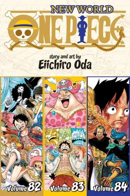Covers van One Piece Omnibus Edition Volumes 82, 83 en 84 (Engelse editie) met Luffy en zijn bemanning – epische avonturen van Eiichiro Oda