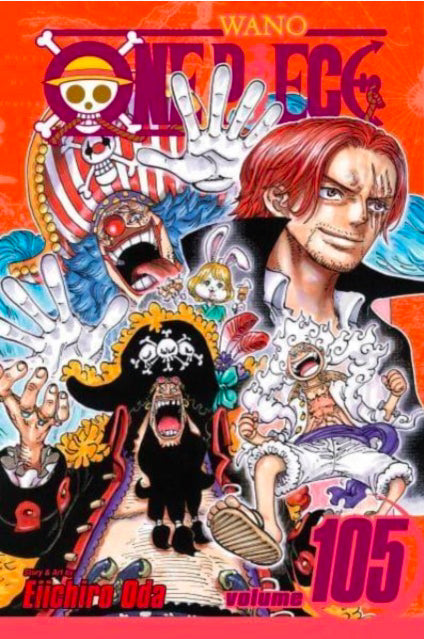 Cover van One Piece Vol. 105 (Engelse editie) met Monkey D. Luffy en de Straw Hat Pirates – avontuurlijke shonen manga van Eiichiro Oda