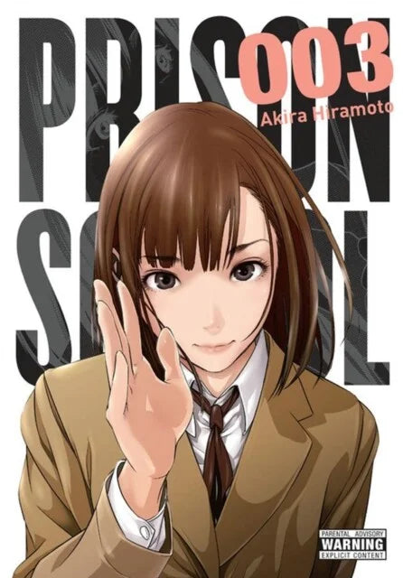 Cover van Prison School Vol. 3 (Engelse editie) met de jongens in het schoolgevangenissysteem – absurde en gedurfde manga van Akira Hiramoto