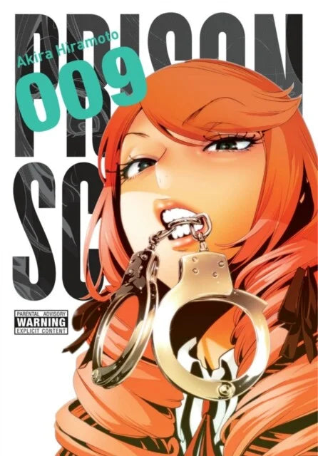 Cover van Prison School Vol. 9 (Engelse editie) met de jongens verwikkeld in nieuwe intriges – gedurfde en satirische manga van Akira Hiramoto