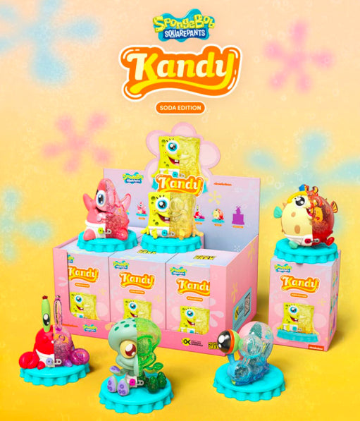 Cover van SpongeBob SquarePants Hidden Dissectibles Series 04 Super Edition blind box van Mighty Jaxx; vinyl collectible figuur in superheldenkostuum, kleurrijk ontwerp, met kans op gewone, zeldzame en ultra‑rare varianten