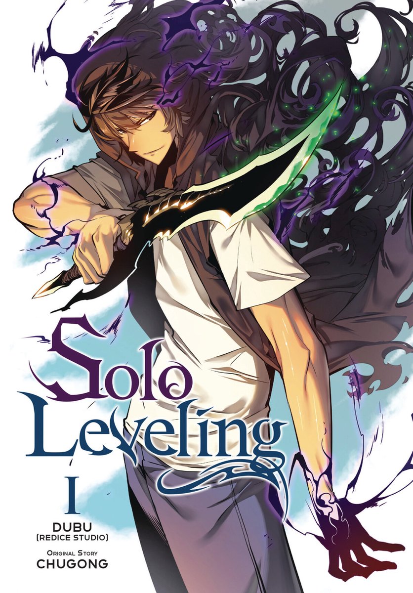 Cover van Solo Leveling Vol. 1 – Engelstalige actie-fantasy manhwa over Sung Jin-Woo, de zwakste hunter die een krachtig leveling-systeem ontvangt
