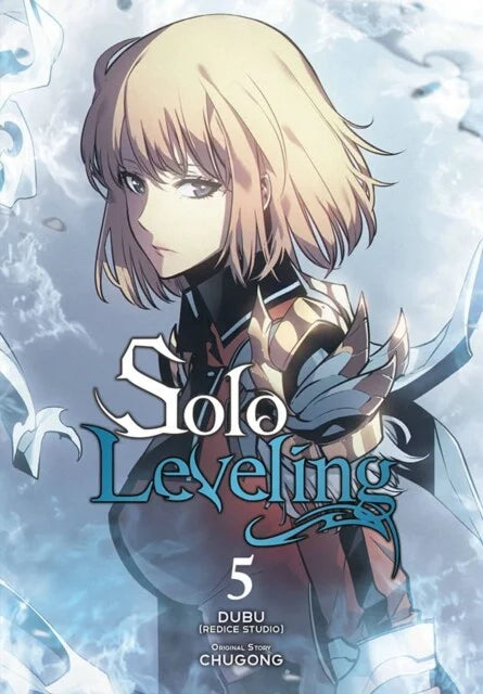 Cover van Solo Leveling Vol. 5 – Engelstalige fantasy manhwa waarin Sung Jin-Woo steeds sterker wordt en zijn rol als hunter verandert