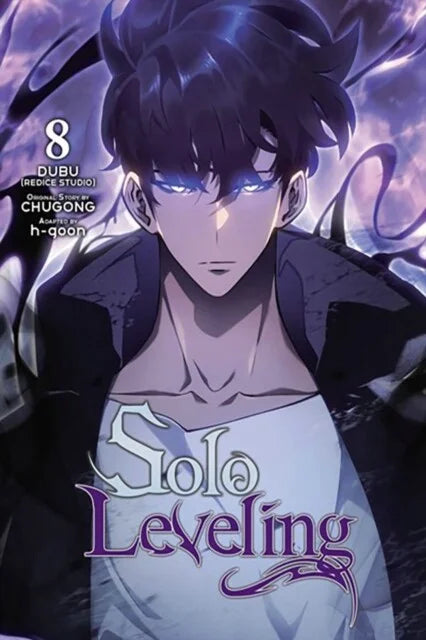 Cover van Solo Leveling Vol. 8 – Engelstalige fantasy manhwa waarin Sung Jin-Woo internationale vijanden trotseert met zijn groeiende macht